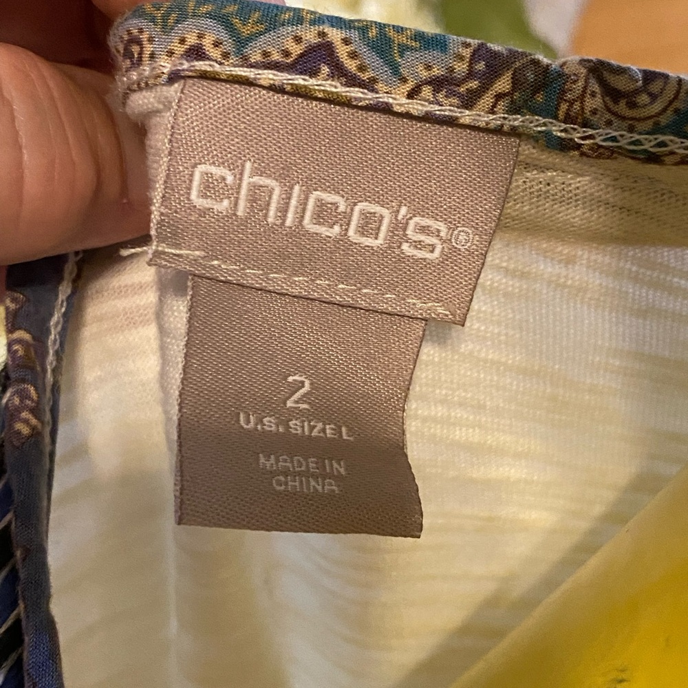 Chico’s size 2 ivory long sleeve floral tops with floral paisley embellishment. - Picture 6 of 7